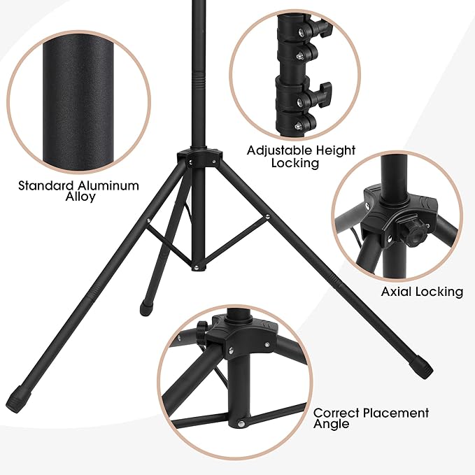8x5ft T-Shape Backdrop Stand, Adjustable Background Support Stand Kit, Portable Photo Banner Holder with 6 Spring Clamps, Sandbag, Carry Bag for Party, Wedding, Photography and Decoration