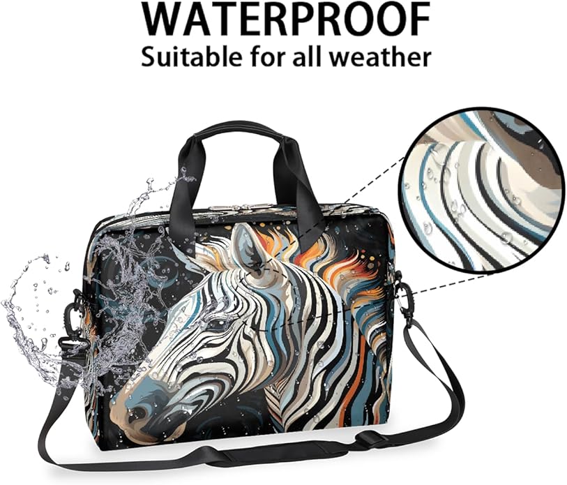 JXDXHCW Animal Zebra Laptop Bag Carrying Case 15.6 Inch Laptop Briefcase Messenger Shoulder Bag for Tablet Computer Bag for Travle Business Men Women