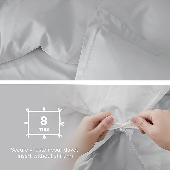 Bedsure Duvet Cover Queen Size - Soft Double Brushed Bedding Set for Kids & Adults, Zipper Closure, 3 Pieces, Includes 1 Duvet Cover (90"x90") & 2 Pillow Shams, NO Comforter, Silver Grey