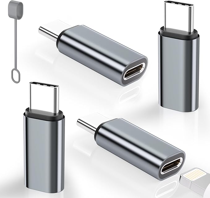 4 Pack Lightning to USB C Adapter for iPhone 15/16/17 Pro/17 Pro Max,for iPhone 17/16 Charger,17/16 Accessories,Fast Charging & Data Transfer