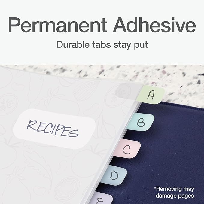 Redi-Tag Write-On Tabs, Permanent Adhesive Index Tabs, Assorted Pastel Colors: Pink, Purple, Blue, Teal, Green, 1" x 7/16", 130 Pack (1009306)