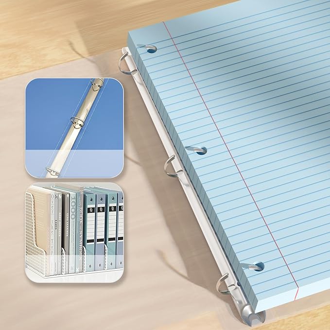 Blue Loose Leaf Paper 100 Sheets Colored Filler Paper 8 * 10.5 College Ruled 3-Hole Punched Paper for 3-Ring Binders Notebook Lined 8" x 10.5"