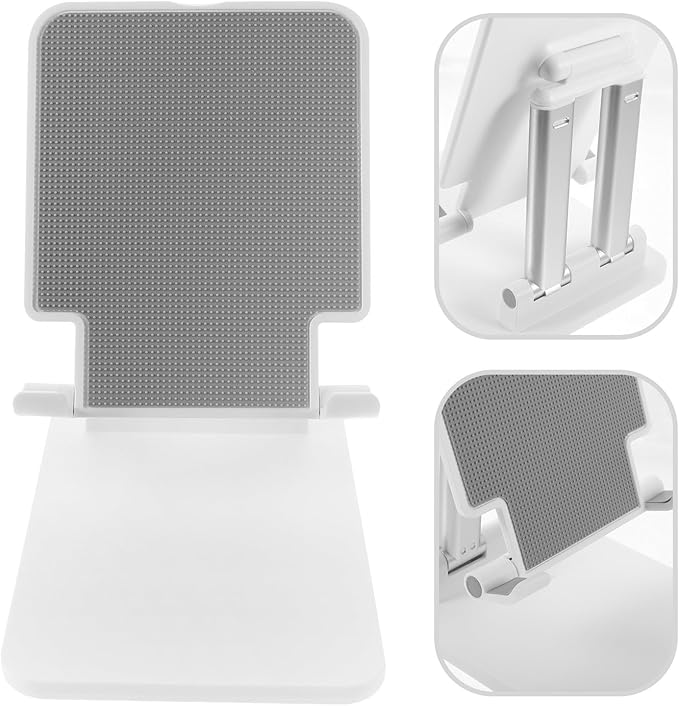 MERRYHAPY Foldable Tablet Stand Adjustable Aluminum Alloy Tablet Holder for Desk Use, Compact Desktop Bracket Compatible with Ipad and Smartphones, Pearl White
