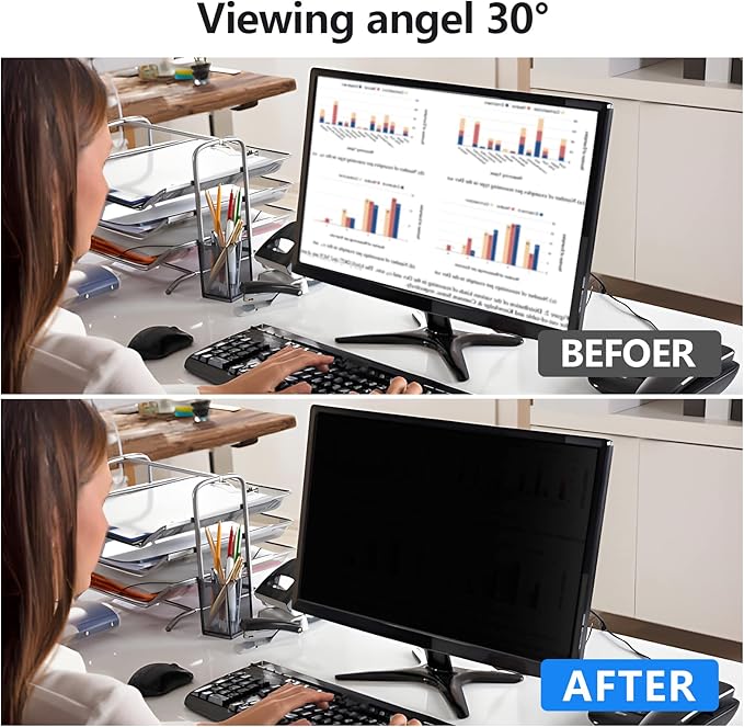 【2 Pack】 Computer Privacy Screen Protector 23.8 Inch with Hp Dell Asus Samsung LG and More, Removable Security Shield Filter for 16:9 Aspect Ratio Monitor Like ViewSonic Sceptre