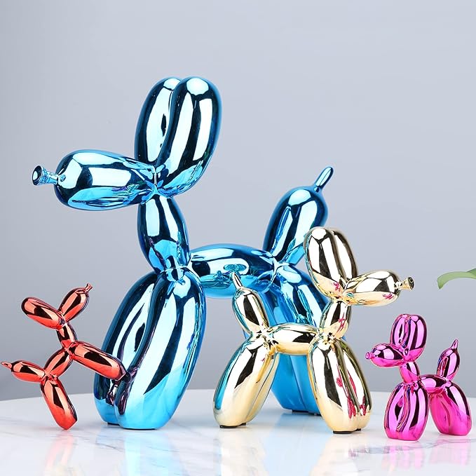 Balloon Dog Sculpture Modern Home Decor Collectible Figurines Funky Statues for Bedroom Trendy Animal Decor for Coffee Table Living Room Decor Art Resin Decor Office Standing Desk Decor