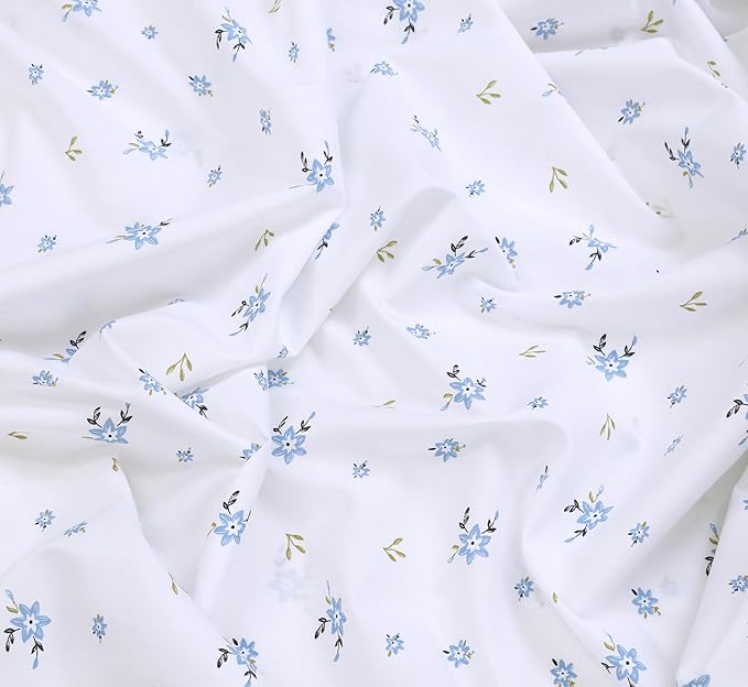 RUVANTI 100% Cotton Twin XL Sheet Sets, 3 Pieces, Soft & Breathable Percale Weave Bedding, Deep Pocket 16", Hotel Standard, Crisp Cool Feel, Durable, Perfect Size Floral Sheets, Phulkari
