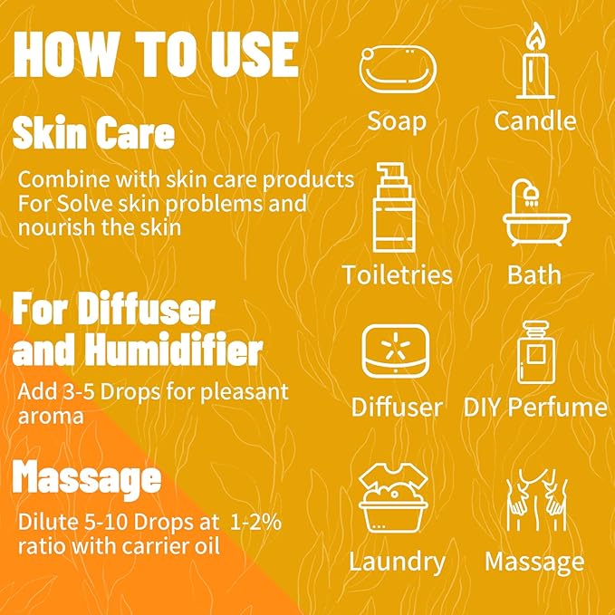 MISIJI Essential Oils for Diffuser for Home, Top 5 Aromatherapy Oils,Candle&Soap Making,10ml（Orange, Lavender, Peppermint, Eucalyptus, Tea Tree）