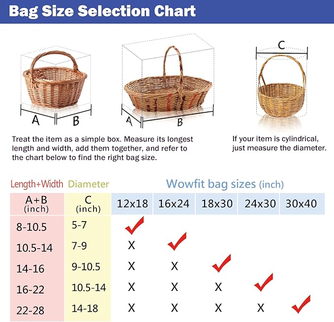 Wowfit Cello Bags,10 CT 24x30 inches Clear Cellophane Bags Perfect for Gift Baskets, Presents, Weddings, Bridal/Baby Showers and More (Flat, No Gusset, Ribbon Not included)