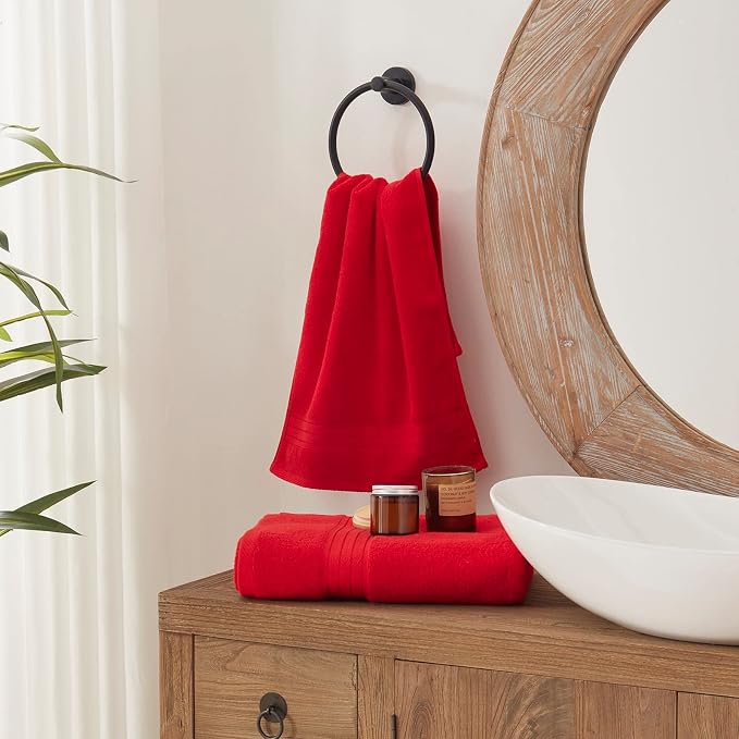 COZYART Red Hand Towels for Bathroom 4 Pcs, 13x30 Cotton Guest Hands Towel Set Super Soft Highly Absorbent Durable 650 GSM for Daily Use