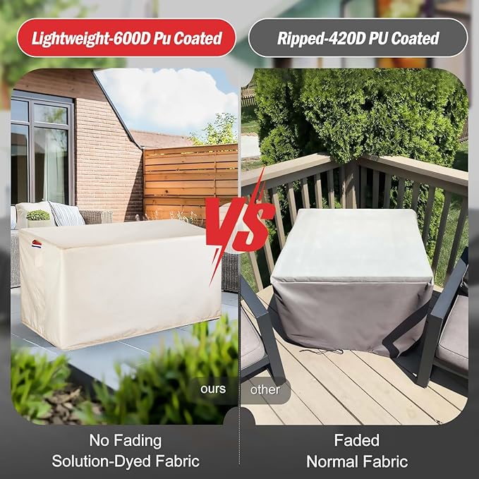 Youlvy Fire Pit Cover Rectangular 58 Inch - Waterproof Outdoor Fire Table Cover Rectangle Heavy Duty, 600D Patio Propane Gas Firepit Cover Rectangular Tear Weather Resistant - 58 x 20 x 18 Inch Beige