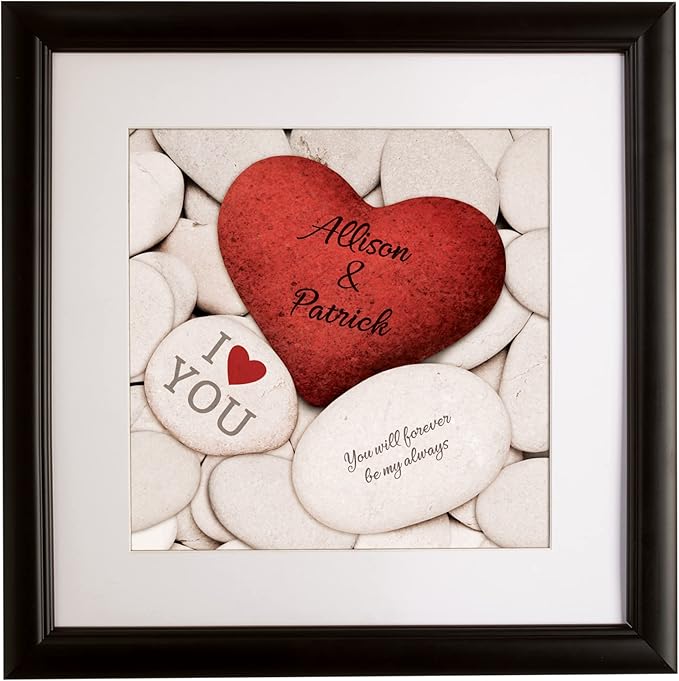 Let's Make Memories Personalized Printed Wall Art For Couples - Engagement, Wedding, Newlyweds, Anniversary - Home Decor - Love Rocks - Framed Print - 16x16