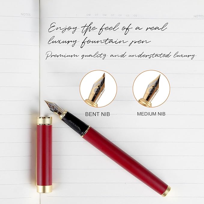 Zalantan Fountain pen, luxury pen, Nice pen gift, pure copper heavy feel Office Executive Pen Smooth Writing Pens for Men Funcy Pens with Gift Case 10 black ink cartridges (Black)