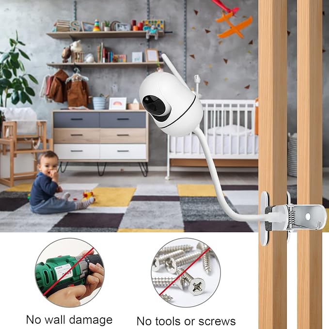 15.7 inches Baby Monitor Mount Compatible with HelloBaby HB6560/HB65/HB6550/ pro/HB66/HB248/HB6240/HB6351/ HB6339/,ANMEATE SM935E Baby Monitor Camera,Flexible Clip Clamp Mount Long Gooseneck Arm