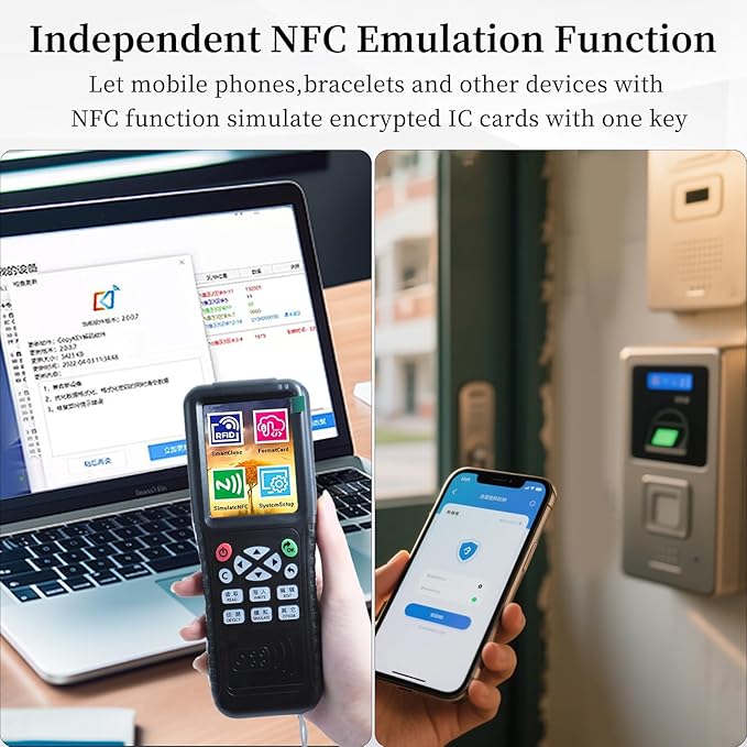 RFID Reader Writer X100 RFID Copier Multi-Frequency Smart Card Reader ID IC Elevator Card RFID Writer for Access Control System with 125khz T5577 Key Fobs/Cards and 13.56mhz IC Key Tags