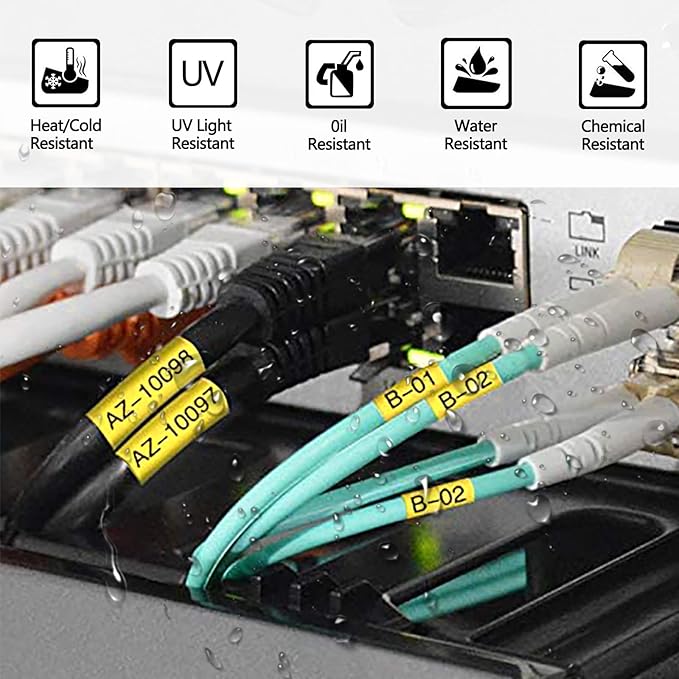 2 Pack Compatible for Dymo Heat Shrink Tube Label 18056 12mm 1/2 inch Black on Yellow Tape for Cables Wires use in Rhino 4200 5200 5000 6000 Industrial Label Maker
