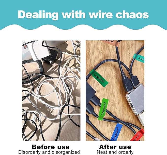 270 PCS Cable Labels, 9 Colors Waterproof Network Cable Label Stickers, Machine Room Marking Labels, Waterproof Key Identification Labels.They can be Handwritten and Printed.