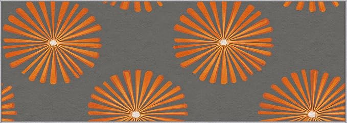 Mid Century Modern Runner Rug 2x7, Sunburst Starburst Design, Retro Geometric Area Rug Washable Hallway Rugs Non-Slip Floor Carpet Runner for Bedroom, Narrow Hallway, Kitchen Aisle