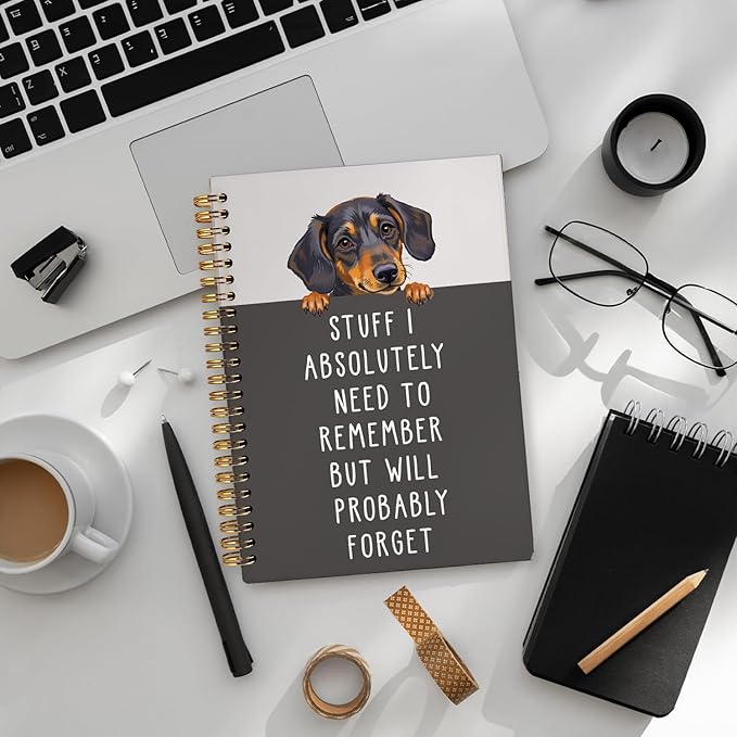 LIANGW Funny Dachshund Gifts for Women & Men, Dachshund Spiral Notebook Journal, Weiner Dog Gifts, Sausage Doxie Dog Gift, 5.5x8.3 Inch