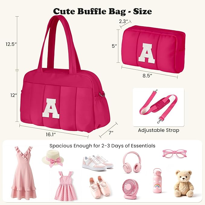 Girls Gifts 8-10-Dance Bag, Kid Weekender Bags，Teen Girl Gifts-Overnight Bag with Wet Pocket，Lightweight Travel Tote Personalized Cheer Bags with Makeup Pouch