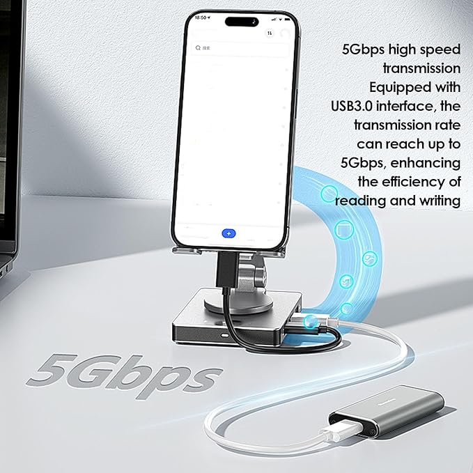 Zopsc Tablet Docking Station, 8 in 1 Type C Hub with 100W PD Fast Charge, 4K 60Hz Output, Memory Card Reader, Gigabit Ethernet, for Cellphone Tablet Laptop