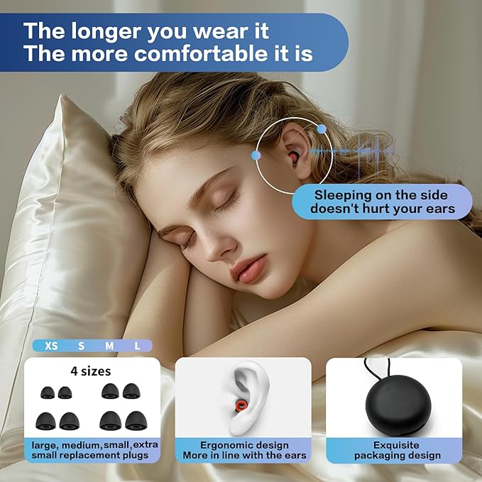 Artevive Earplugs Motorcycle.Ear Plugs for Sleeping Noise Cancelling 35dB Noise Reduction、Reusable Ear Plugs,Super Soft for Motorcycles Cycling、Sleeping、Work、Travel(Red Inner Circle)