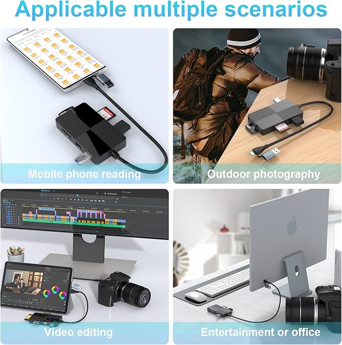 Memory Stick Pro Duo Adapter, USB C + USB 3.0 Multi Card Reader for MS/SD/TF/XD/CF/, 8 in 1 Memory Card Reader (USB A + USB C)