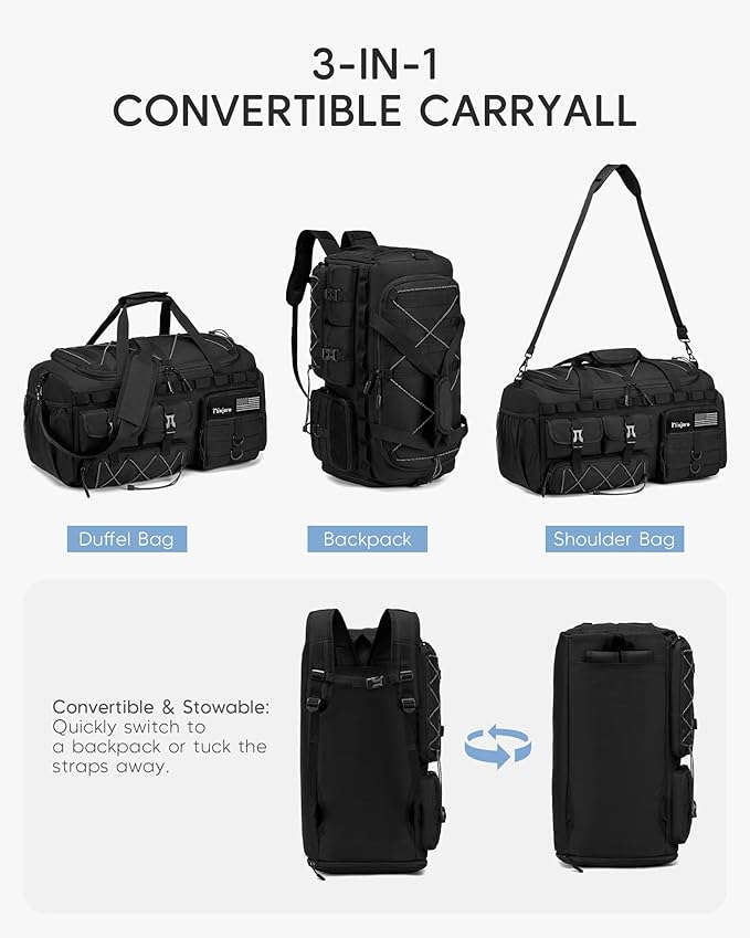 Gym Bag for Men Woman Large 3 in 1 Duffle Bag Sports Bags Tactical Military with Shoes Compartment
