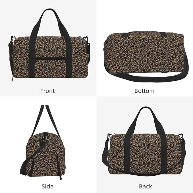 Classic Leopard Women'S Gym Duffle Bag With Shoes Compartment, Ideal For Travel, Gym, Sports, Duffel, Weekender