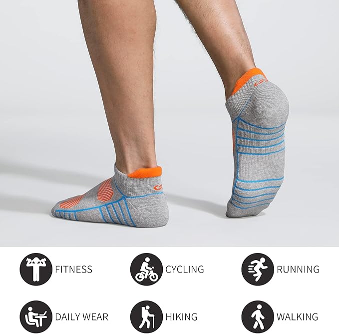 Lapulas Athletic Running Ankle Socks, Low Cut Cushioned Anti-Blister Tab Sports Socks Men Women 6Pairs