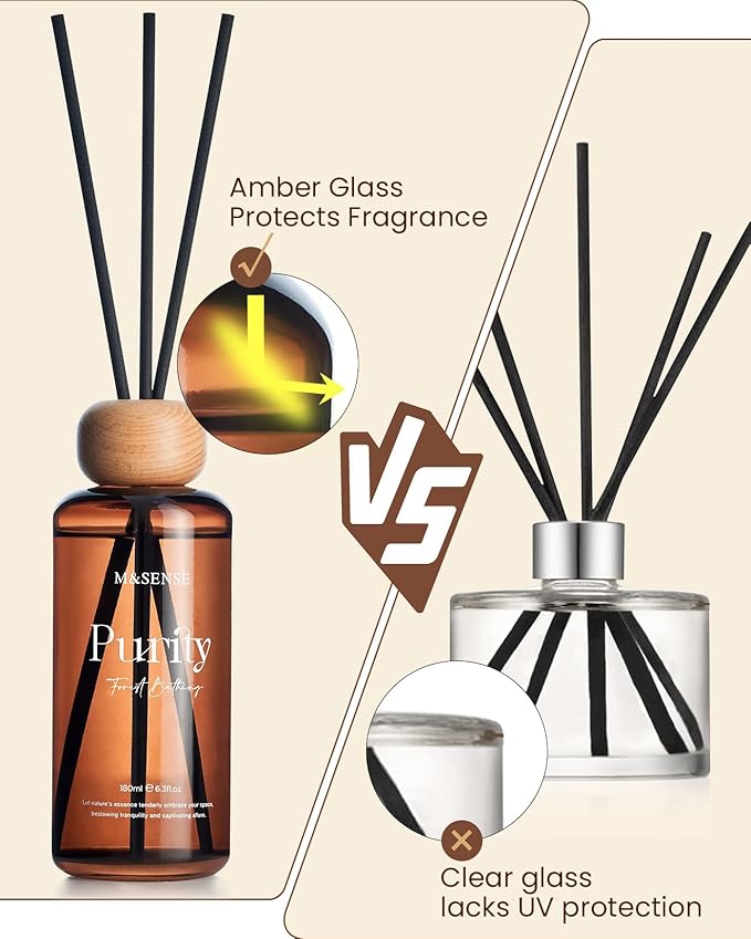 M&SENSE Linen Scent Reed Diffuser | 6.3 fl oz Natural Essential Oil Diffuser with Sticks, Non-Toxic Housewarming Aromatherapy Diffuser Gift for Bathroom & Shelf Decor