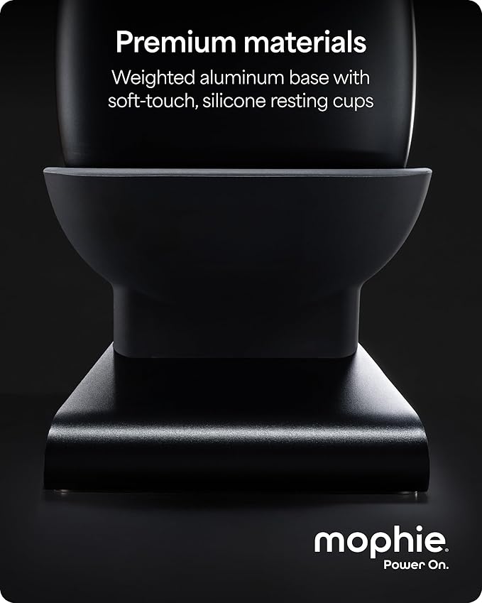 Mophie Max Dual Charging Stand for AirPods Max Headphones – Auto Sleep Mode, Premium Anti-Scratch Design, Magnetic USB-C for Effortless Alignment, Charges AirPods & Qi Devices