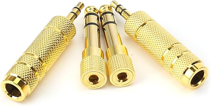 SiYear 3.5mm 1/8 inch TRS Plug to 6.35mm 1/4 inch Jack and 3.5mm Female to 6.35 Male Plug Gold Plated Set Audio Stereo Adapter Converter for Headphone, Microphone (4 -Pack)