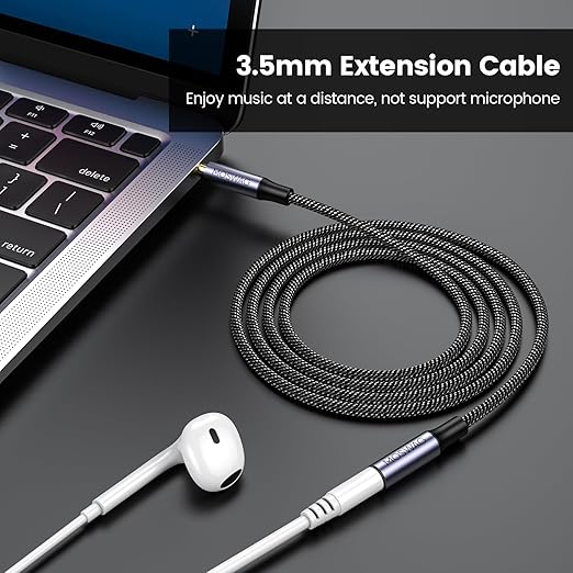 MOSWAG 10FT/3Meter 3.5mm Extension Cable Audio Male to Female Stereo Extension Adapter Nylon Braided Cord Compatible for Home/Car Stereos Smartphones Headphones Tablets Media Players and More