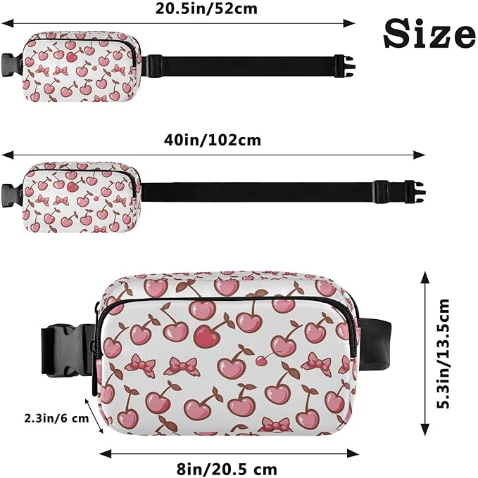Cherry Bows Fanny Pack for Women Men Water Resistant Fashion Waist Packs with Adjustable Strap Belt Bag for Travel Workout Jogging Hiking 21220649