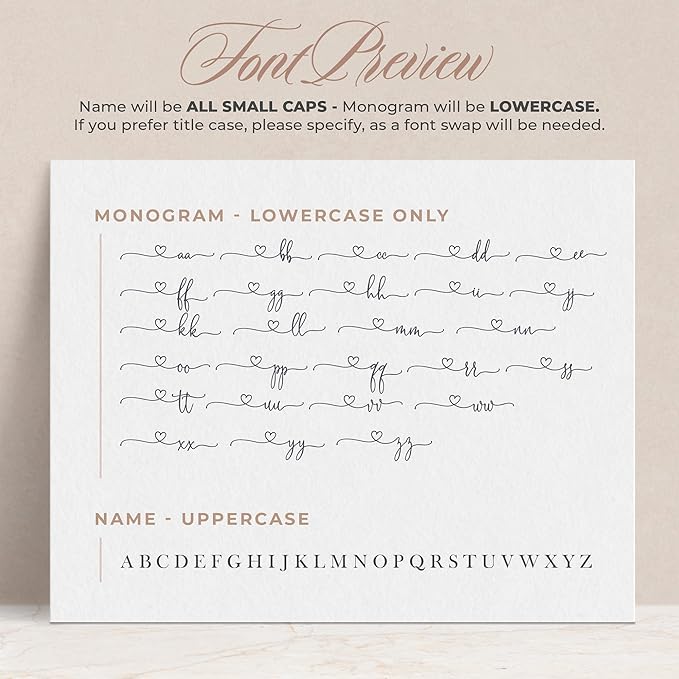 Curio Press Personalized Stationery for Women & Men - Folded Thank You Cards with Custom Notecards, Personalized Note Cards with Envelopes, Name and Monogram, Custom Stationery - Precious Mono Fold