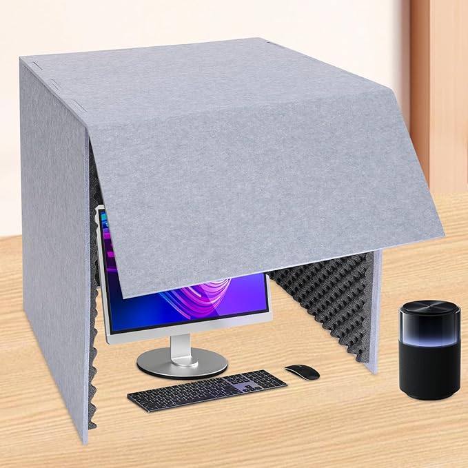 Desktop Soundproof Cover, Isolation Booth, Vocal Sound Absorbing Shield, Portable Vocal Recording Booth, Sound Proof Foam Room, Microphone Isolation Booth Cube, for Office, Home Studio (Black)