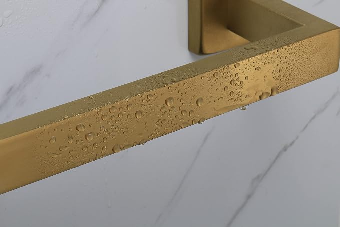 TocTen Bath Towel Rack - Square Base Thicken SUS304 Stainless Steel Towel Bar for Bathroom, Bathroom Accessories Towel Rod Heavy Duty Wall Mounted Towel Holder. (Brushed Gold, 24)