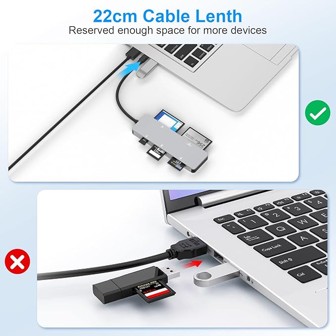 CFast 2.0 Card Reader, USB C CFast Card Reader 3.0 5Gbps CFast/CF/SD/TF/XD - 5 in 1 Memory Card Reader/Adapter for San Disk, Lexar, Transcend, Sony Card, Read CFast/TF/SD/XD/CF 5 Cards Simultaneously