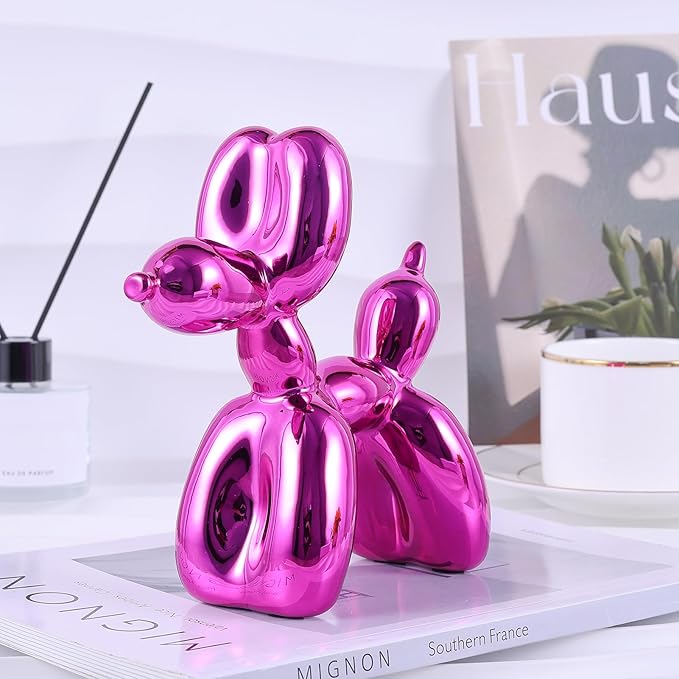 Red Balloon Dog Decor,Balloon Animal Decor,Shelf Decor Preppy Room Decor,Cute Statue Home Decor, Bedroom Modern Sculpture Desk Decor,Office Gold Decorations Small Figurines