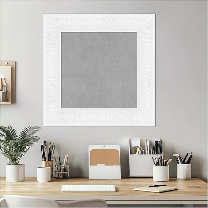 Amanti Art White Framed Magnetic Board 23x23 Small Vision Board for use with Magnets, 100% Metal Sheet to Display Items as Office Decor or for Home Organization in mudroom, Kitchen or Kids Room