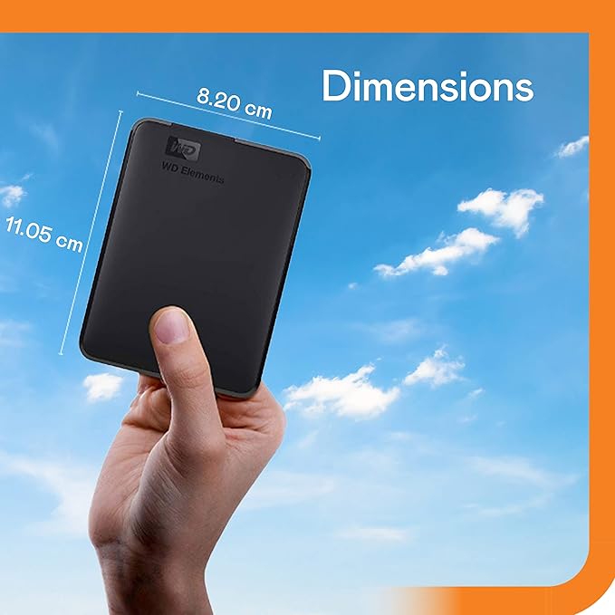 Western Digital WD 5TB Elements Portable External Hard Drive for Windows, USB 3.2 Gen 1/USB 3.0 for PC & Mac, Plug and Play Ready - WDBU6Y0050BBK-WESN