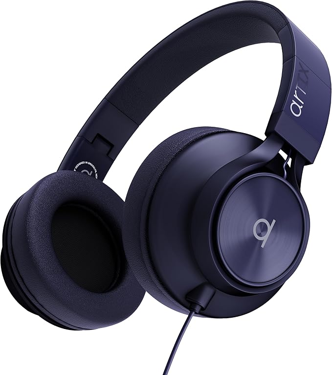 ARTIX CL750 Over Ear Headphones Wired with Mic & Volume Control, Audio with 100% Noise Cancelling Computer Wired, Plug in for Laptop, Dj Corded Studio Headphones