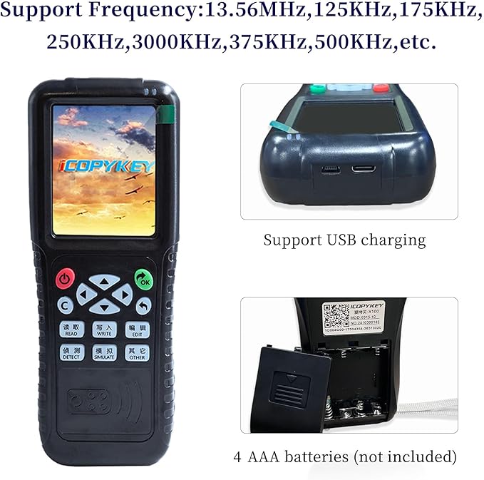 X100 RFID Reader Writer (RFID Copier Multi-Frequency Smart Card Reader ID IC Elevator Card RFID Writer for Access Control System with 125khz T5577 Key Fobs/Cards and 13.56mhz IC Key Tags)