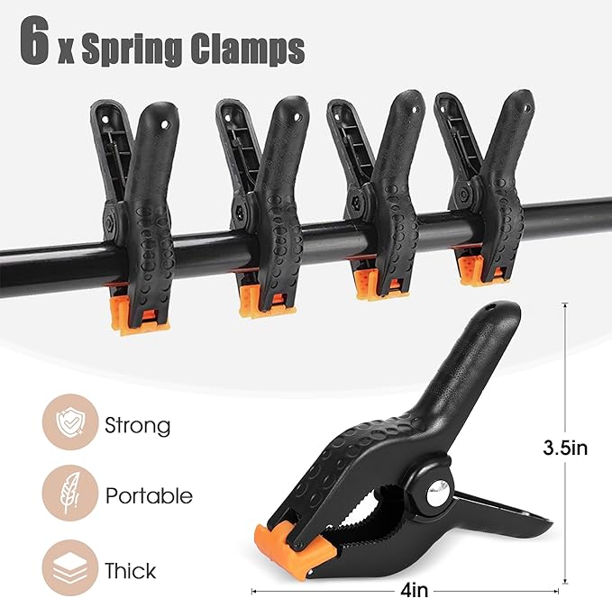 8x5ft T-Shape Backdrop Stand, Adjustable Background Support Stand Kit, Portable Photo Banner Holder with 6 Spring Clamps, Sandbag, Carry Bag for Party, Wedding, Photography and Decoration