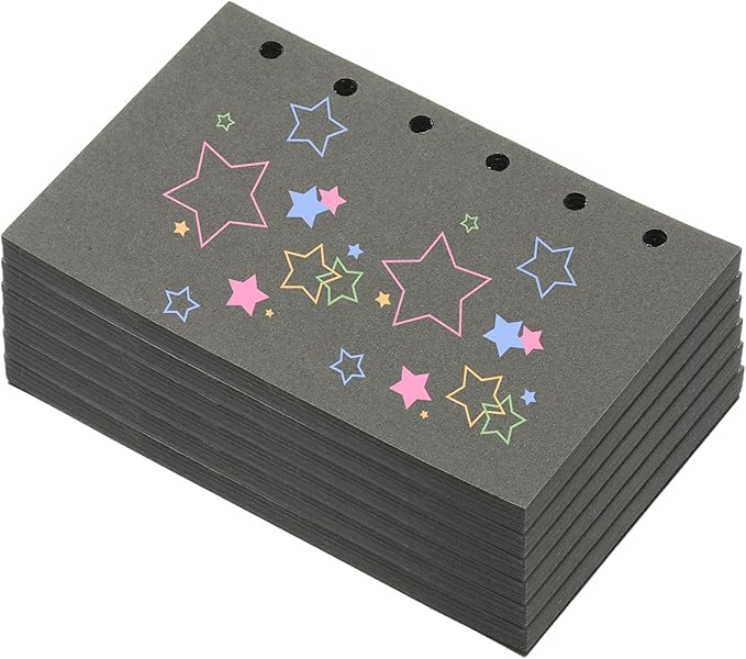 PATIKIL Colored Loose Leaf Paper, 5" x 3.2"(A7) 300 Sheets 6 Holes Punched 150GSM Blank Binder Refill Paper Supplies for Office Note Taking Teacher Planner Journal Notebook, Dark Gray
