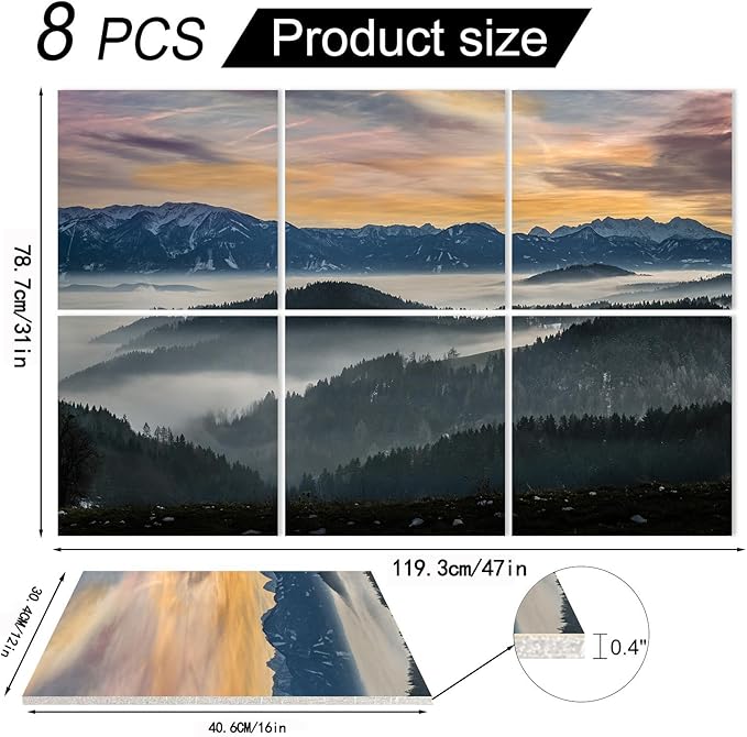 YPY Art Acoustic Panels,Soundproof Wall Panels Self-adhesive,Sound Absorbing Panels,Decorative Acoustical Wall Panels, Recording Studio Acoustic Treatment 6 Pack 72×48 inches