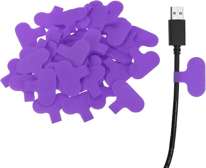 uxcell Cable Labels, 40Pcs Waterproof Cable Tag Writable Wire Labels Self-Adhesive Wire Tags Reusable Hook & Loop for Electronics Computer Cord Management Identification, Purple