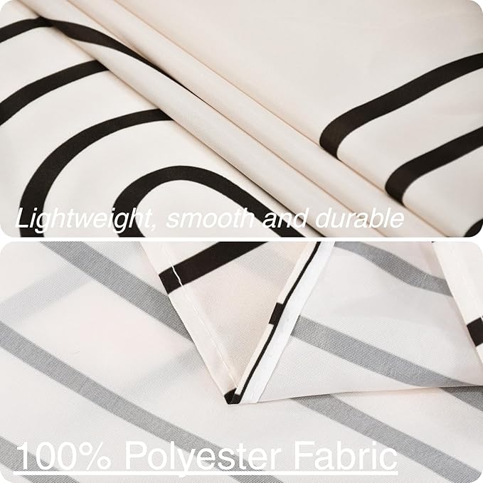 Boho Mid Century Shower Curtain, 60Wx72H Minimalist Abstract Arch Sun Modern Washable Waterproof Polyster Stall Size for Bathroom with Hooks