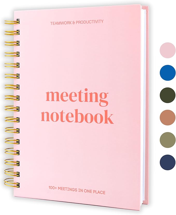 Lamare Meeting Notebook for Work Organization – Perfect Work Notebook for Note Taking & Meeting Planner for Productivity