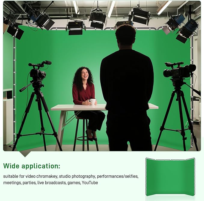 7.87ft x 13.12ft Green Screen Backdrop with Stand,Zyernar Large Green Collapsible Backdrop with Stand foror Photo Studio Video Shooting,YouTube Tutorials and Real-Time Videos, Streaming Games,Stage